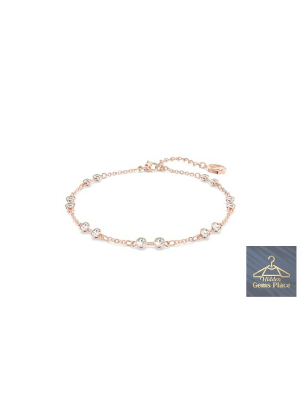 Swarovski Crystal Strand Bracelet Rose Gold Tone Lobster Claw